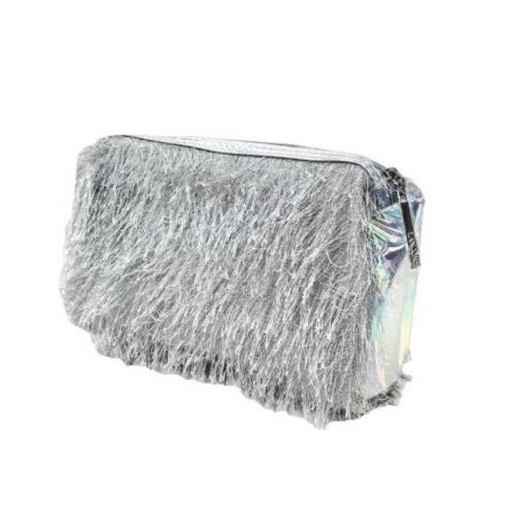 NWOT Lancôme Silver Fringe Holographic Cosmetics Bag - Picture 4 of 6
